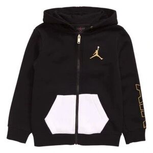 JORDAN Holiday Shine Air Full-zip Hoodie Kids Black White M 10/12 Boys Unisex